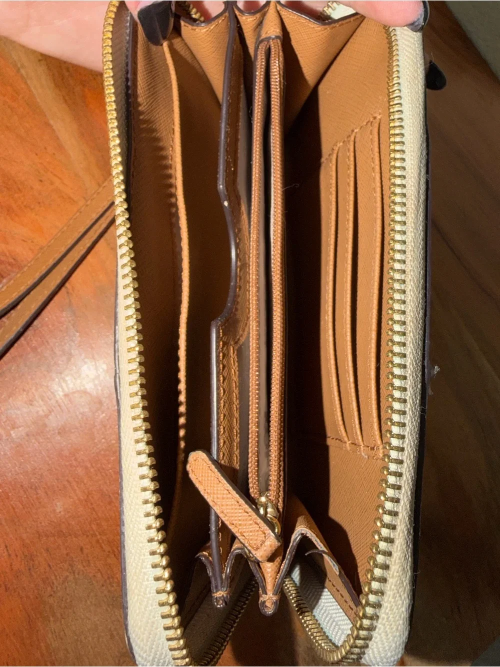 Michael Kors Cream Logo Tote and Tan Accent Wallet Set - Picture 6 of 6